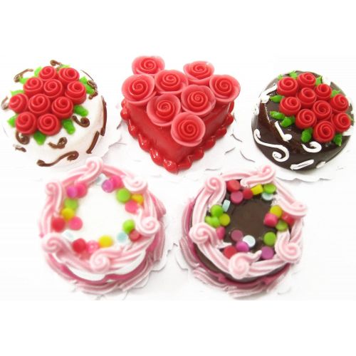  Wonder Miniature Dollhouse Miniatures Food Mixed 5 Rose Flower Cake 20mm Supply Cakes 13382
