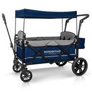 [아마존베스트]WonderFold Baby XL 2 Passenger Push Pull Twin Double Stroller Wagon with Adjustable Handle Bar, Removable Canopy, Safety Seats with 5-Point Harness, One-Step Foot Brake, Safety Ref