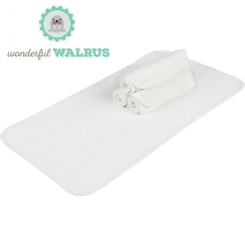  Wonderful Walrus Changing Pad Liners BAMBOO 4-PACK  Softer, Thicker & Cute 3 layer 14” x 27” Design. Panda Pads - A Waterproof Mat to cover your Diaper Changing Table, Diaper Changing Pad or Mattr