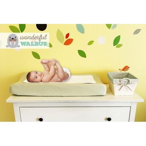  Wonderful Walrus Changing Pad Liners BAMBOO 4-PACK  Softer, Thicker & Cute 3 layer 14” x 27” Design. Panda Pads - A Waterproof Mat to cover your Diaper Changing Table, Diaper Changing Pad or Mattr