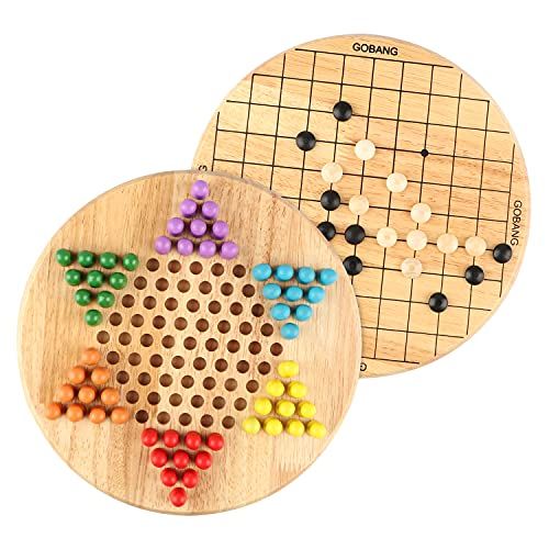  [아마존베스트]Wondertoys 2 in 1 Chinese Checkers & Gobang (Five in a Row) Wooden Board Game for Family