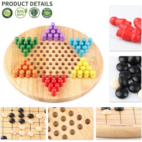  [아마존베스트]Wondertoys 2 in 1 Chinese Checkers & Gobang (Five in a Row) Wooden Board Game for Family