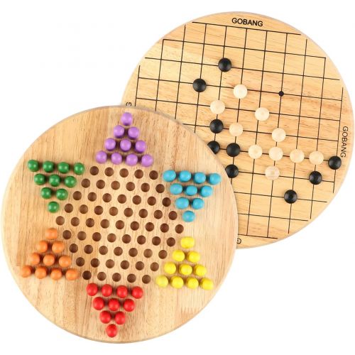  [아마존베스트]Wondertoys 2 in 1 Chinese Checkers & Gobang (Five in a Row) Wooden Board Game for Family