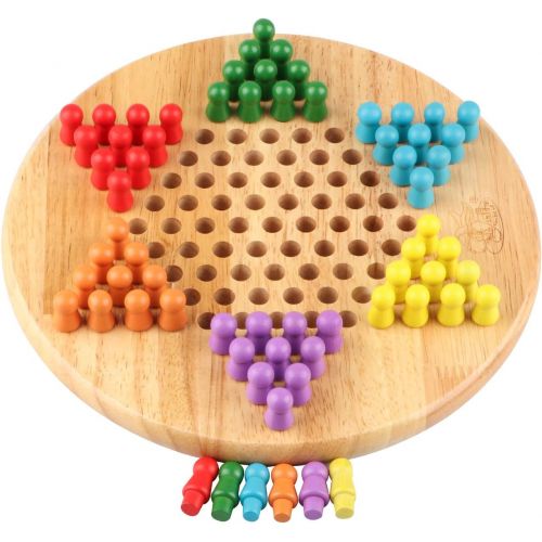  [아마존베스트]Wondertoys 2 in 1 Chinese Checkers & Gobang (Five in a Row) Wooden Board Game for Family