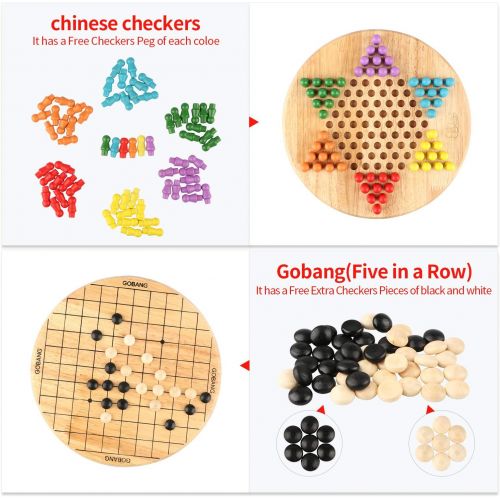  [아마존베스트]Wondertoys 2 in 1 Chinese Checkers & Gobang (Five in a Row) Wooden Board Game for Family