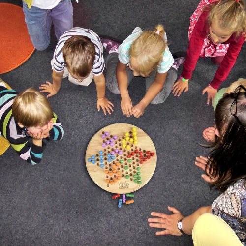  [아마존베스트]Wondertoys 2 in 1 Chinese Checkers & Gobang (Five in a Row) Wooden Board Game for Family