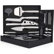 WoneNice Cheese Knives and Slate Markers Set - Collection Cheese Knife Gifts Set with 3 Long Handle Stainless Steel Cheese Knife & 1 Cheese Slicer & 3 Cheese Markers and 2 Soapstone Chalks