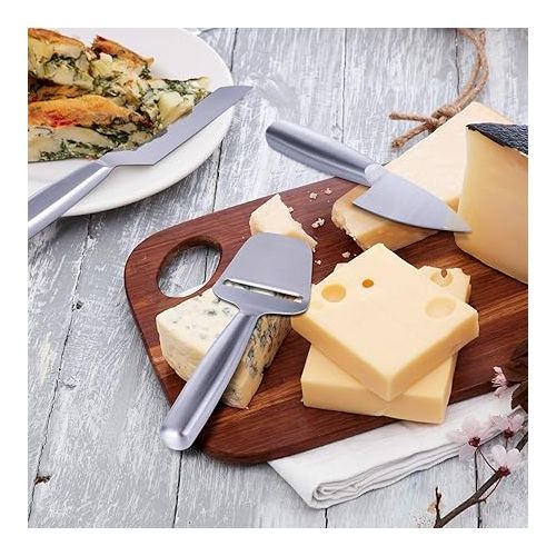  WoneNice Cheese Knives and Slate Markers Set - Collection Cheese Knife Gifts Set with 3 Long Handle Stainless Steel Cheese Knife & 1 Cheese Slicer & 3 Cheese Markers and 2 Soapstone Chalks