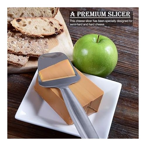  WoneNice Cheese Knives and Slate Markers Set - Collection Cheese Knife Gifts Set with 3 Long Handle Stainless Steel Cheese Knife & 1 Cheese Slicer & 3 Cheese Markers and 2 Soapstone Chalks