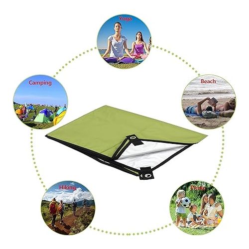  WoneNice 118 x 118 inches Camping Tarp for Tent, Tent Footprint, Sun Tarp, Ground Tarp, Insulated Thermal Silver Coating Survival Tarp for Beach, Car or Camping and Adventure