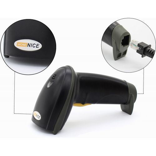  [아마존베스트]WoneNice USB Laser Barcode Scanner Wired Handheld Bar Code Scanner Reader Black