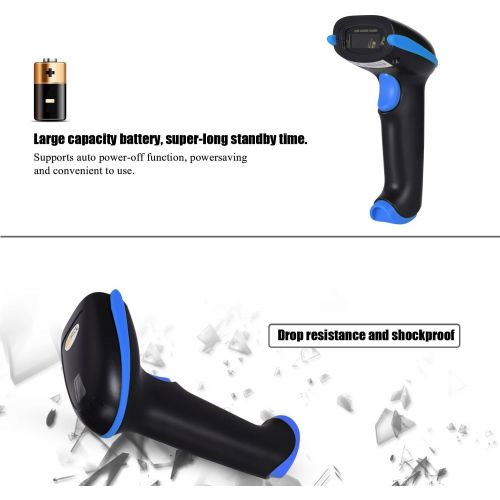  [아마존베스트]WoneNice Wireless Barcode Scanner USB Cordless Laser Automatic Barcode Reader Handheld Bar Code Scanner with USB Wireless Receiver for Library Retail & Warehouse