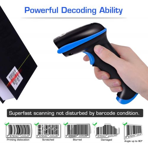  [아마존베스트]WoneNice Wireless Barcode Scanner USB Cordless Laser Automatic Barcode Reader Handheld Bar Code Scanner with USB Wireless Receiver for Library Retail & Warehouse