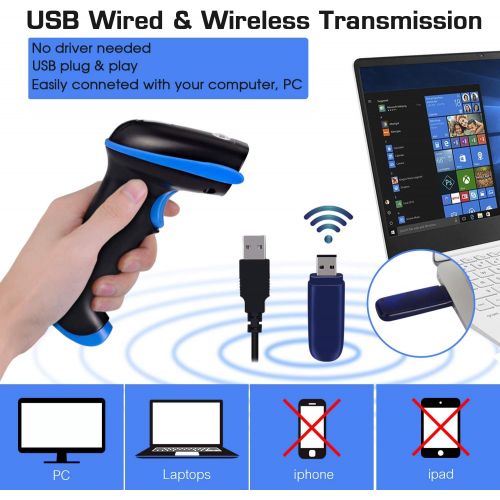  [아마존베스트]WoneNice Wireless Barcode Scanner USB Cordless Laser Automatic Barcode Reader Handheld Bar Code Scanner with USB Wireless Receiver for Library Retail & Warehouse