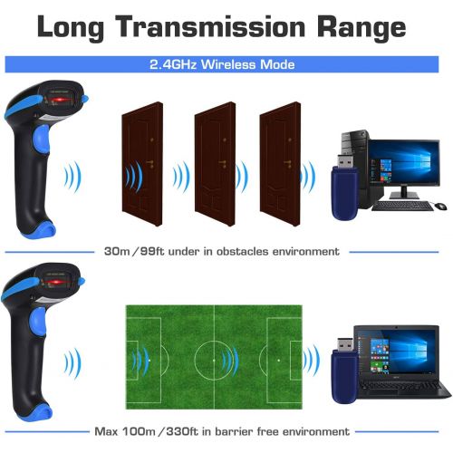  [아마존베스트]WoneNice Wireless Barcode Scanner USB Cordless Laser Automatic Barcode Reader Handheld Bar Code Scanner with USB Wireless Receiver for Library Retail & Warehouse