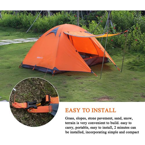  WoneNice Professional Camping Tent, 2-3 Person Family Double Layer Waterproof 3 Season Outdoor Dome Tent with Removable Rain Fly