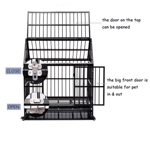  Wonline WONLINE 42 Heavy Duty Dog Cage Crate Kennel Metal Pet Playpen Portable w/Tray New House Design