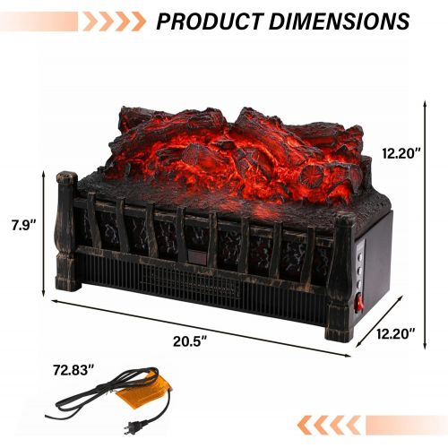  [아마존베스트]Wonlink Portable Electric Fireplace Heater，2 Element Quartz Infrared Space Heater with 3D Flame Effect