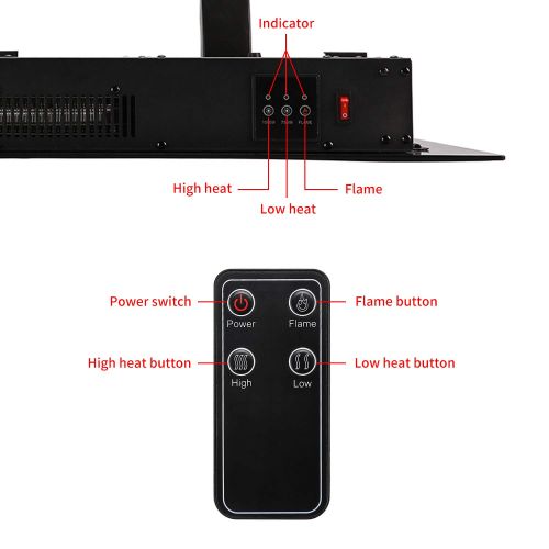  Wonlink Electric Fireplace Heater 3 Element 1500W Portable,Infrared Quartz Space Heater Remote Control Black