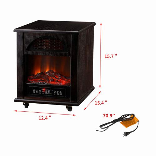  Wonlink Electric Fireplace Heater 3 Element 1500W Portable,Infrared Quartz Space Heater Remote Control Black