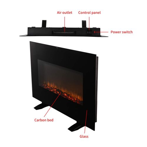  Wonlink Electric Fireplace Heater 3 Element 1500W Portable,Infrared Quartz Space Heater Remote Control Black