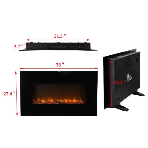  Wonlink Electric Fireplace Heater 3 Element 1500W Portable,Infrared Quartz Space Heater Remote Control Black