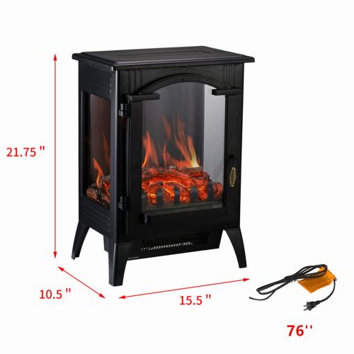  Wonlink Electric Fireplace Heater 3 Element 1500W Portable,Infrared Quartz Space Heater Remote Control Black