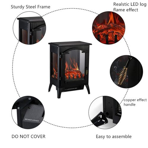  Wonlink Electric Fireplace Heater 3 Element 1500W Portable,Infrared Quartz Space Heater Remote Control Black