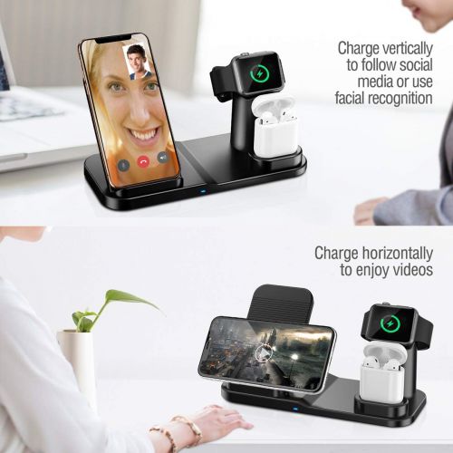  [아마존 핫딜]  [아마존핫딜]Wonsidary Wireless Charger Stander, Wireless Ladestation 3 in 1 fuer iPhone AirPods Apple Watch 4/3/2/1, iPhone XS/XS Max/XR/X/8/8 Plus, Samsung Galaxy, alle Qi-fahigen Telefone (Sc