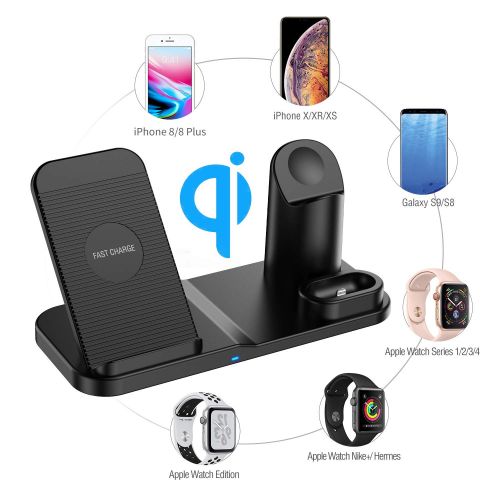  [아마존 핫딜]  [아마존핫딜]Wonsidary Wireless Charger Stander, Wireless Ladestation 3 in 1 fuer iPhone AirPods Apple Watch 4/3/2/1, iPhone XS/XS Max/XR/X/8/8 Plus, Samsung Galaxy, alle Qi-fahigen Telefone (Sc