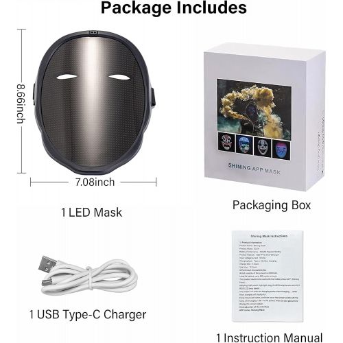  할로윈 용품Wonsidary Halloween Mask LED Face Transforming Mask with Bluetooth Programmable for Masquerade Costumes Cosplay Party Light Up Mask