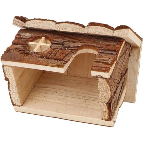  Wontee Hamster Wood House Hamster Hideout Hut for Dwarf Hamsters Mice Small Gerbils (Small)