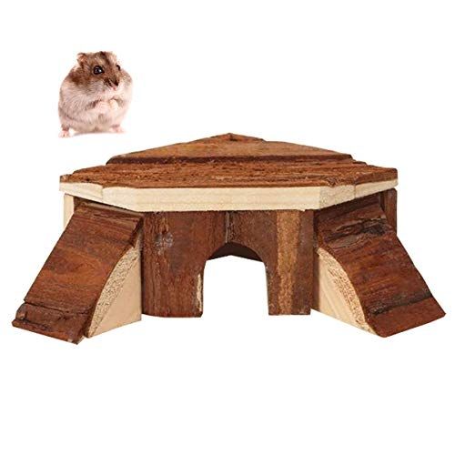  Wontee Dwarf Hamster Wooden House Small Pets Hideout Hut Cage Sleeping Cabin