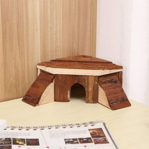  Wontee Dwarf Hamster Wooden House Small Pets Hideout Hut Cage Sleeping Cabin