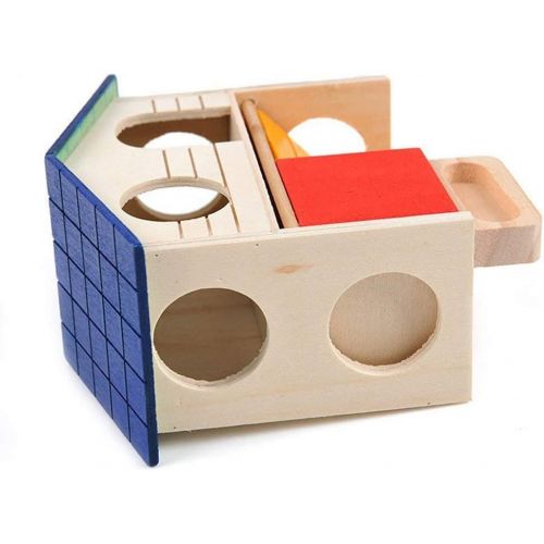  Wontee Hamster Hideout Hut Small Animals Two Layers Wooden House for Mice Gerbil Rat Dwarf Hamster Cage Exercise Toy