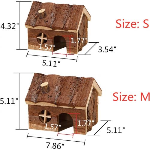  Wontee Hamster Wooden House with Chimney Small Pets Hideout for Dwarf Hamster Cage Play Hut