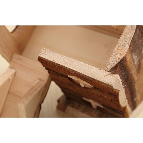  Wontee Hamster Wooden House Double Layers Hideout Hut for Dwarf Hamster Mouse Rat Gerbil
