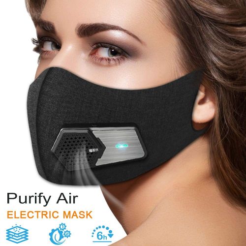  Wonwan AntiPollution Mask N95 Fresh Air Supply Smart Electric Mask Air Purifying Mask For Exhaust Gas Pollen Allergy PM2.5 Running Cycling and Outdoor Activities Masks (Black Color) (Whol