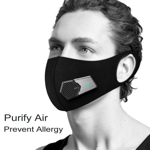  Wonwan AntiPollution Mask N95 Fresh Air Supply Smart Electric Mask Air Purifying Mask For Exhaust Gas Pollen Allergy PM2.5 Running Cycling and Outdoor Activities Masks (Black Color) (Whol