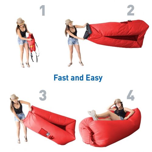  WooHoo 3.0 Giant Outdoor Inflatable Lounger with Carry Bag (Red)