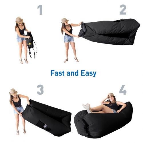  WooHoo 3.0 Giant Outdoor Inflatable Lounger with Carry Bag (Black)