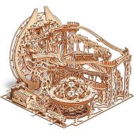 Wood Trick Wooden Marble Run Electric Motorized - 3D Wooden Puzzles for Adults and Kids to Build - 15x14 in - Roller Coaster Wooden Model Kits for Adults and Teens to Build