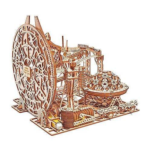  Wood Trick Wooden Marble Run 3D Wooden Puzzles for Adults and Kids to Build - 15x14 in - Electric Driven - Roller Coaster Wooden Model Kits for Adults and Teens to Build