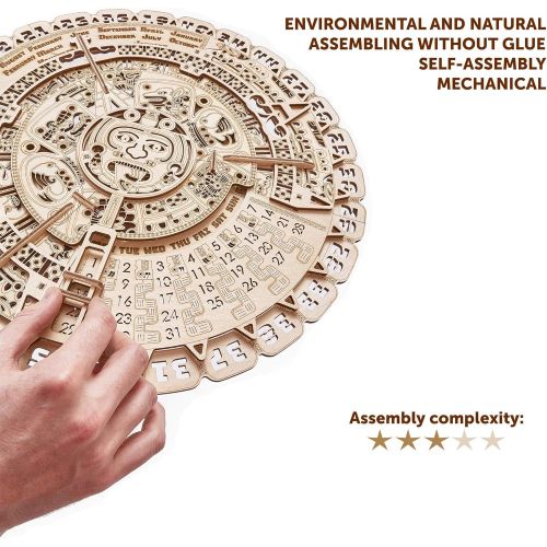  [아마존베스트]Wood Trick Mayan Wall Calendar Wooden Mechanical Model - 16.1x16.1″ - 3D Wooden Puzzle, Assembly Constructor, Brain Teaser for Adults and Kids, Best DIY Toy, Eco Wooden Toys - Azte