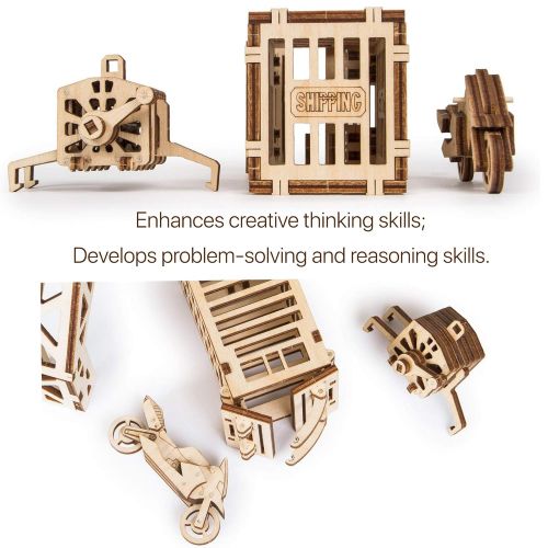  Wood Trick Crane Toy Set + Container, Wooden Toy Crane Playset Mechanical Model - Construction Toys - 3D Wooden Puzzle, Assembly Model, ECO Wooden Toys, Best DIY Toy - STEM Toys fo