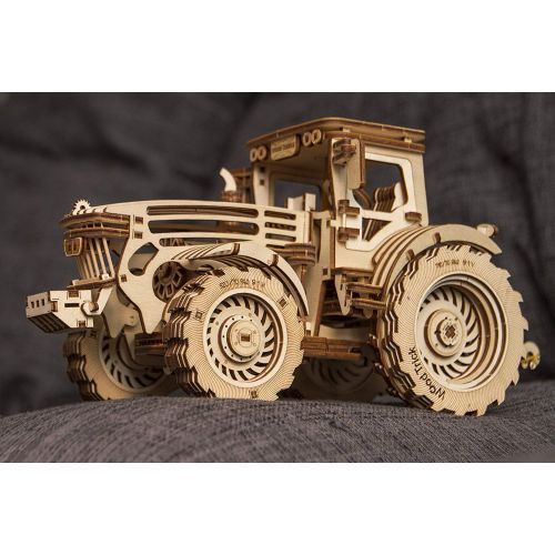  Wood Trick 3D Mechanical Model Tractor Wooden Puzzle, Assembly Constructor, Brain Teaser, Best DIY Toy, IQ Game for Teens and Adults