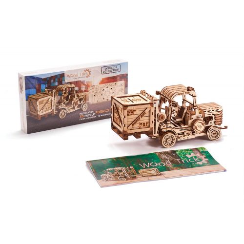  Wood Trick 3D Mechanical Model Forklift Wooden Puzzle, Assembly Constructor, Brain Teaser, Best DIY Toy, IQ Game for Teens and Adults