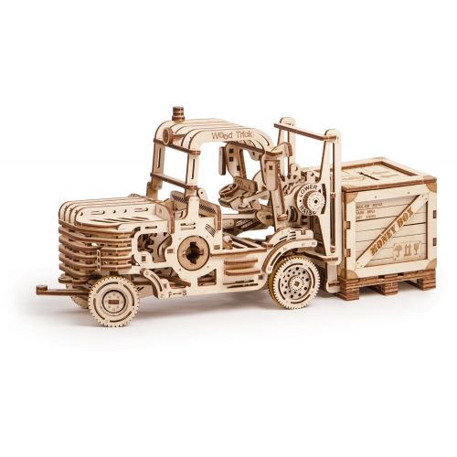  Wood Trick 3D Mechanical Model Forklift Wooden Puzzle, Assembly Constructor, Brain Teaser, Best DIY Toy, IQ Game for Teens and Adults