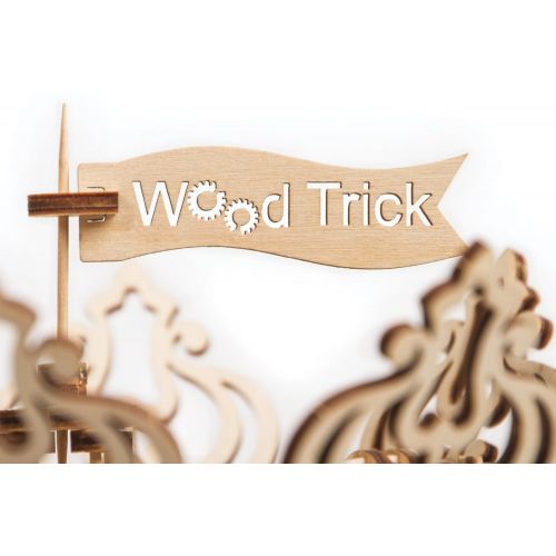  Wood Trick 3D Wooden Puzzle CAROUSEL Mechanical Models, Assembly Constructor, Brain Teaser, Best DIY Toy, IQ Game for Teens and Adults