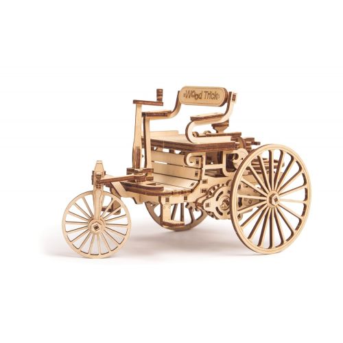  Wood Trick FIRST CAR Classic Mechanical Models 3D Wooden Puzzles DIY Toy Assembly Gears Constructor Kits for Kids, Teens and Adults